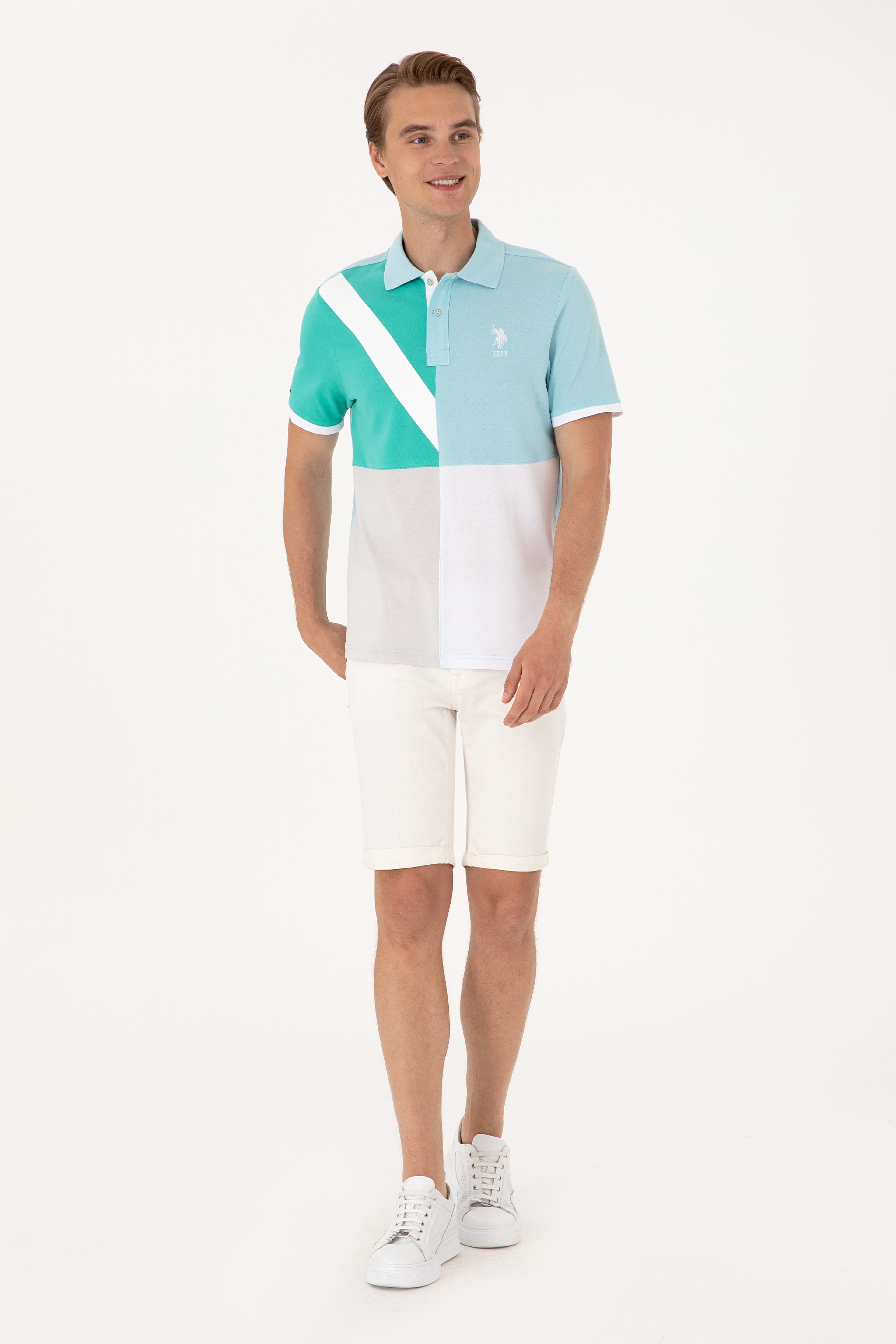 Erkek Regular Fit Aqua Polo Yaka Tişört - Image 4