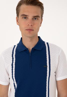 Erkek Regular Fit Beyaz Polo Yaka Fermuarlı Tişört - 50300814008
