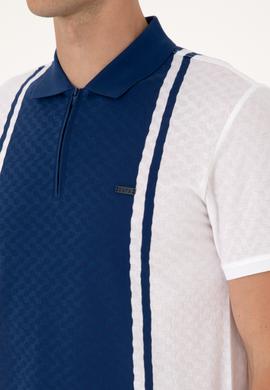 Erkek Regular Fit Beyaz Polo Yaka Fermuarlı Tişört - 50300814008