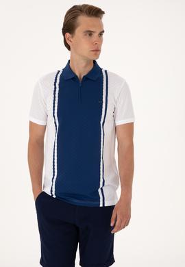 Erkek Regular Fit Beyaz Polo Yaka Fermuarlı Tişört - 50300814008