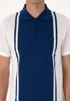 Erkek Regular Fit Beyaz Polo Yaka Fermuarlı Tişört - 50300814008