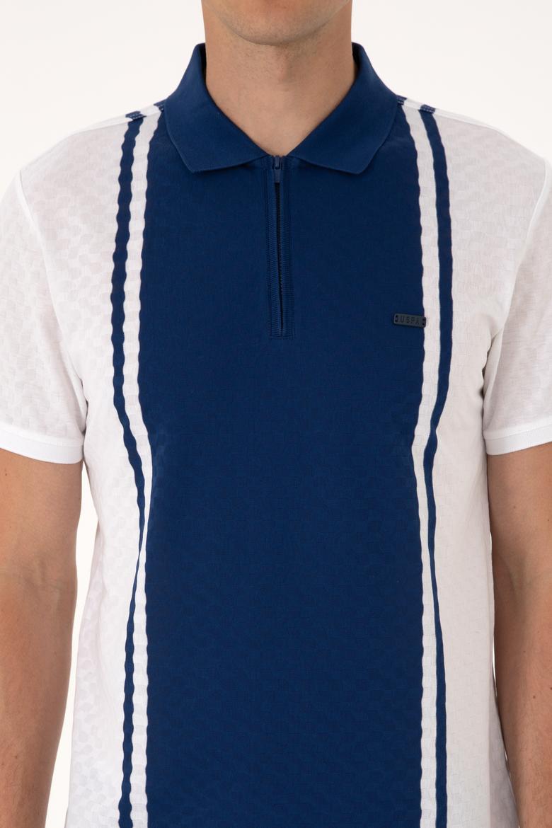 Erkek Regular Fit Beyaz Polo Yaka Fermuarlı Tişört - 50300814008