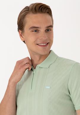 Erkek Regular Fit Su Yeşili Polo Yaka Fermuarlı Tişört - 50300813011
