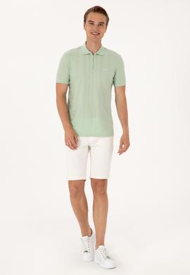 Erkek Regular Fit Su Yeşili Polo Yaka Fermuarlı Tişört - 50300813011