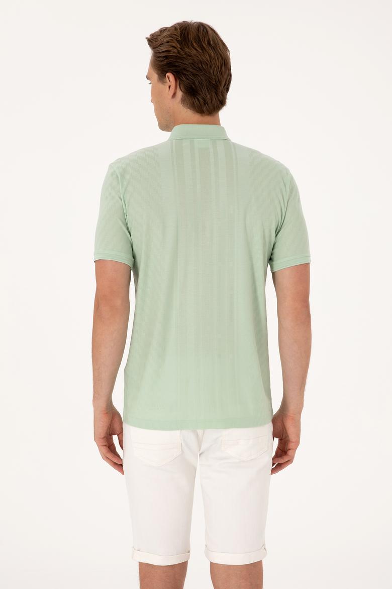 Erkek Regular Fit Su Yeşili Polo Yaka Fermuarlı Tişört - 50300813011