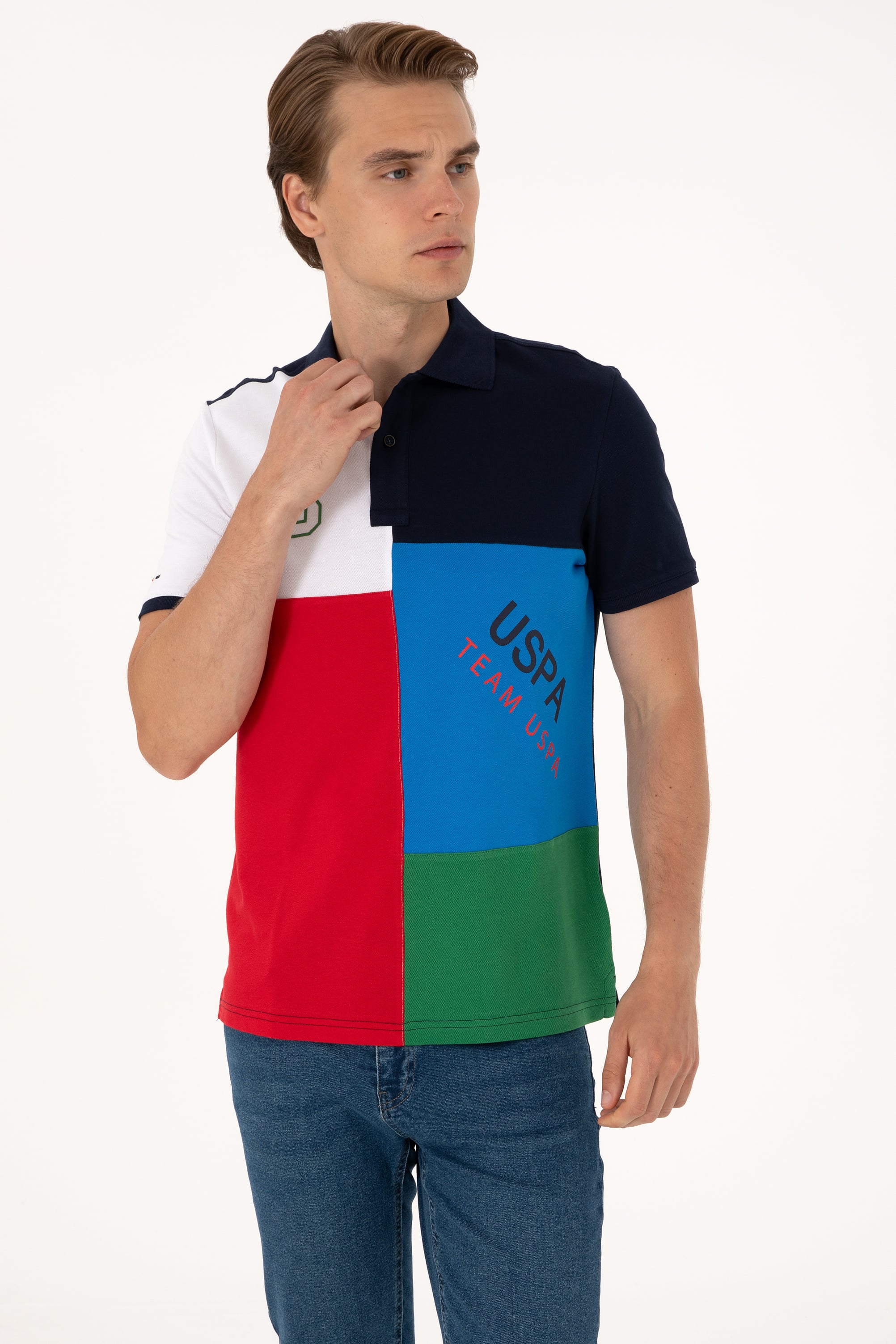 Erkek Regular Fit Kobalt Mavi Polo Yaka Tişört - Image 3