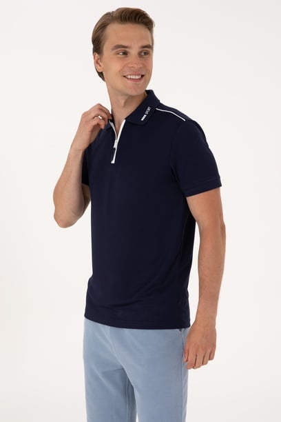 Erkek Regular Fit Polo Yaka Lacivert Tişört