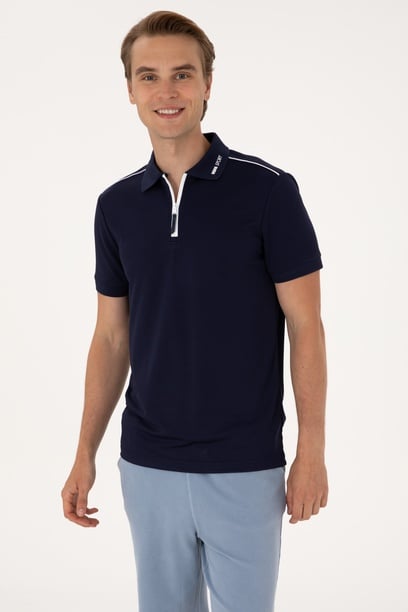 Erkek Regular Fit Polo Yaka Lacivert Tişört