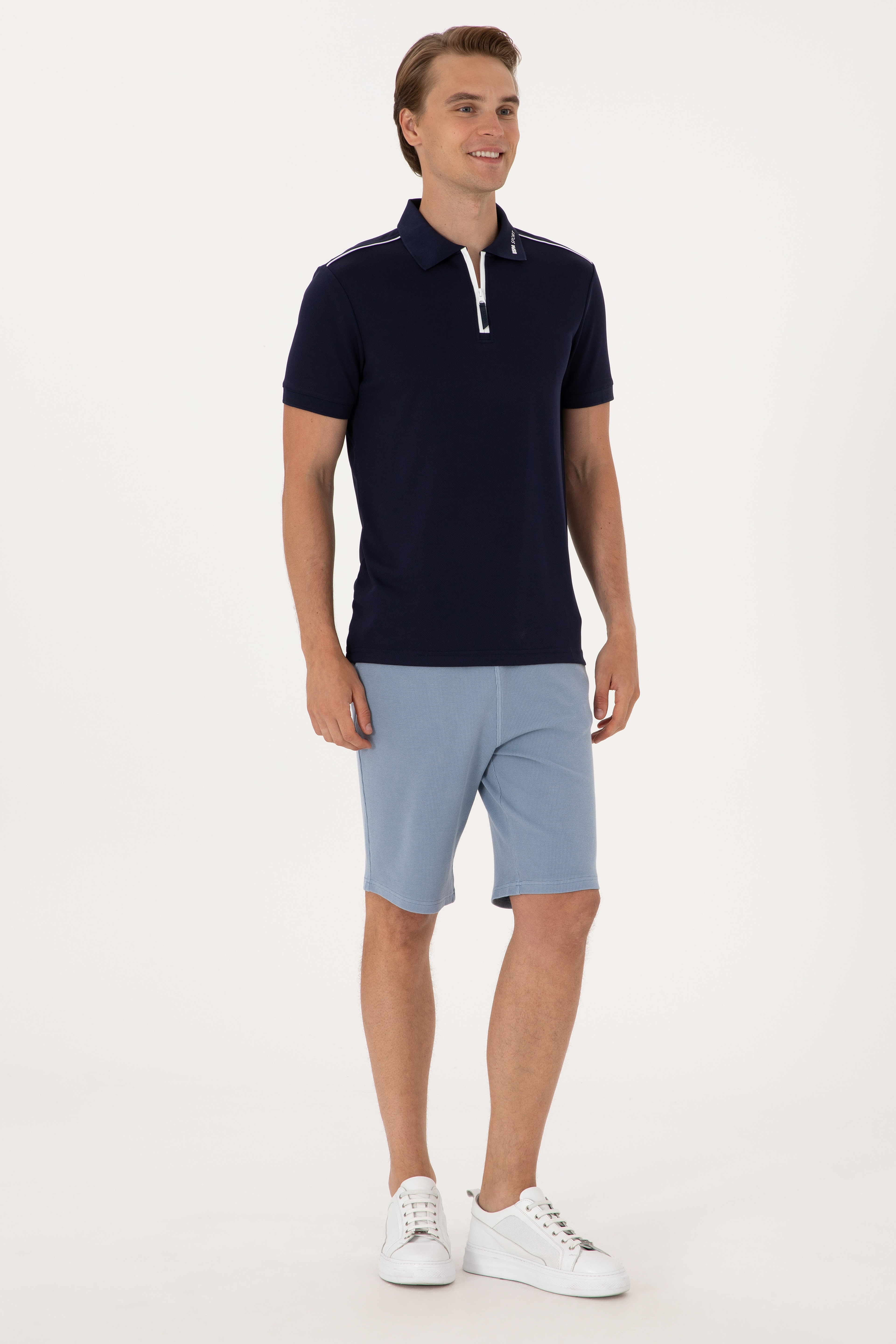 Erkek Regular Fit Polo Yaka Lacivert Tişört