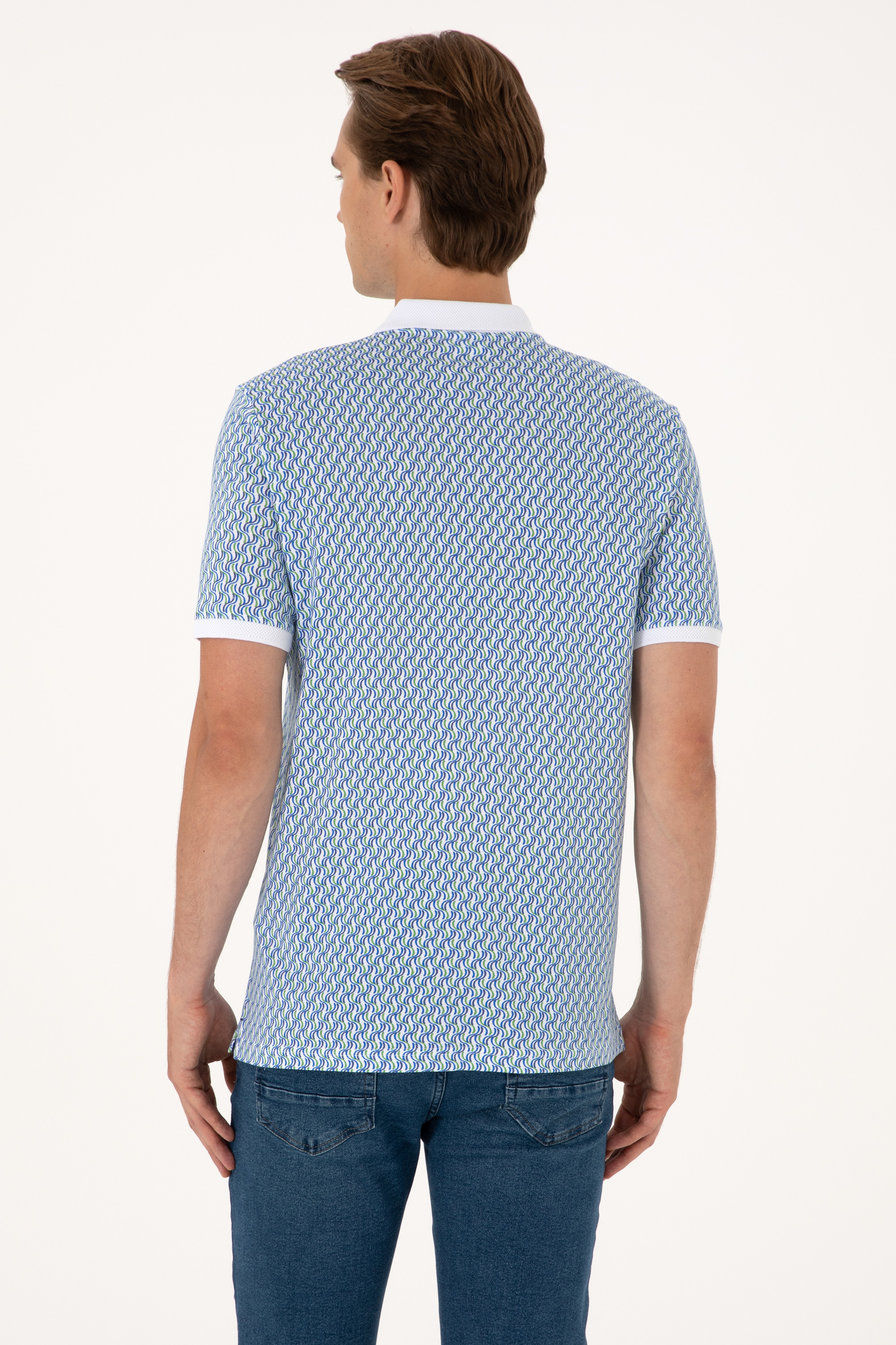 Erkek Regular Fit Beyaz Polo Yaka Tişört - Image 5
