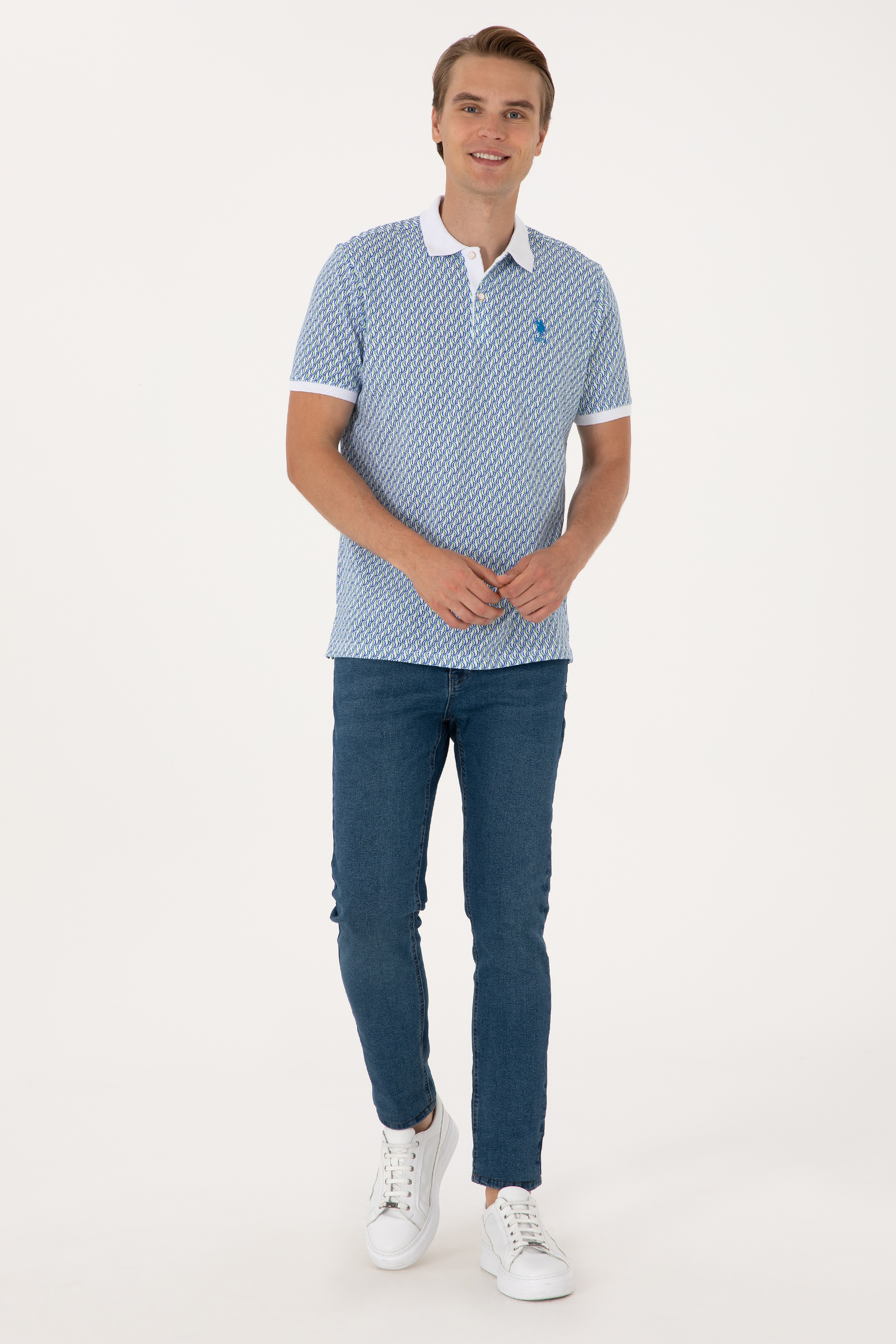 Erkek Regular Fit Beyaz Polo Yaka Tişört - Image 4