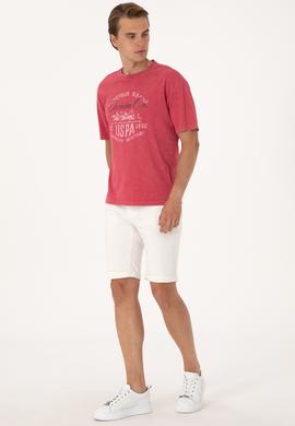 Erkek Comfort Fit Vişne Bisiklet Yaka Tişört - 50300239006