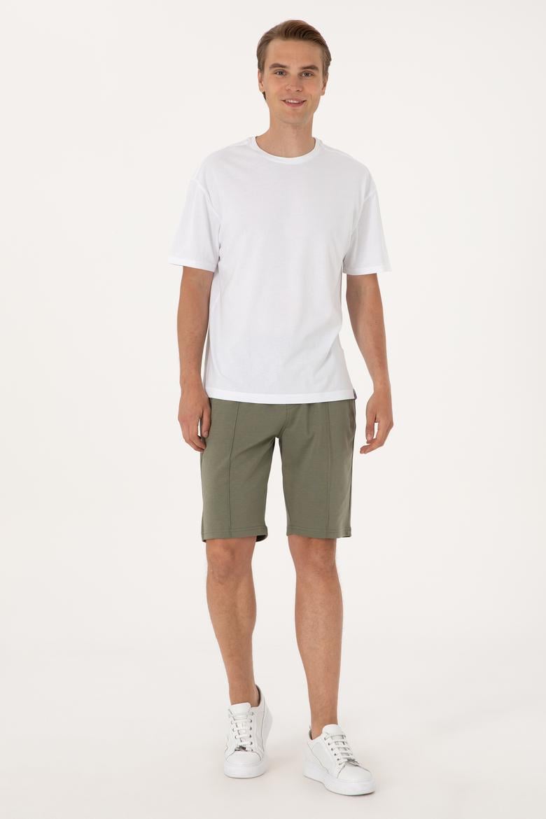 Erkek Koyu Haki Örme Şort
