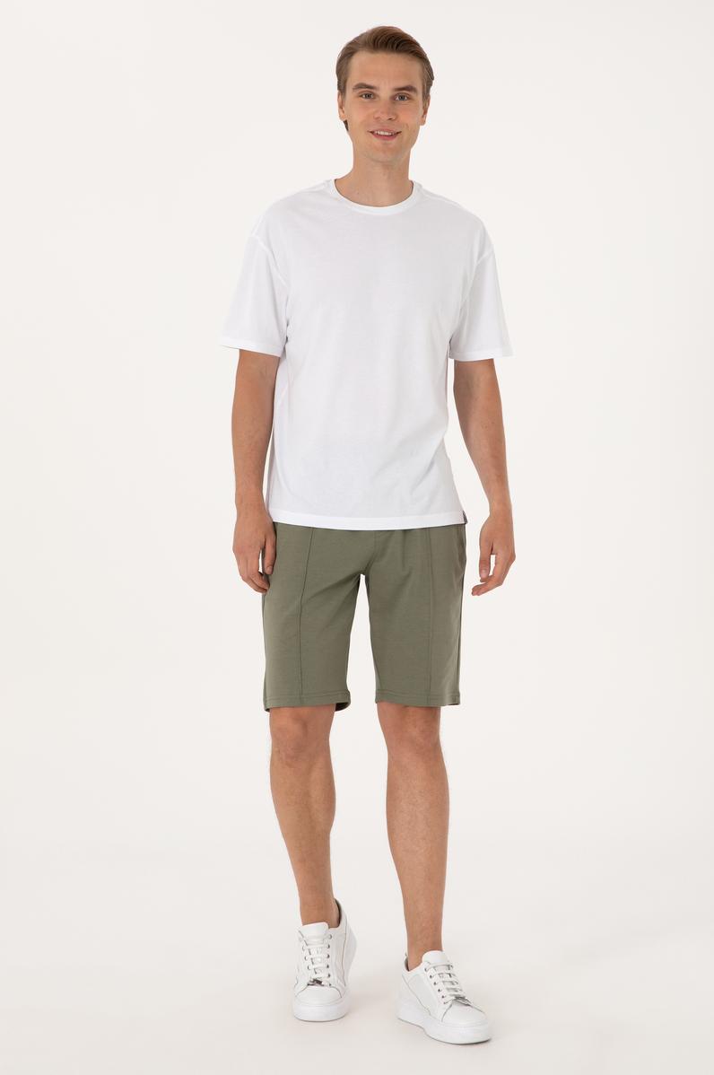 Erkek Koyu Haki Örme Şort