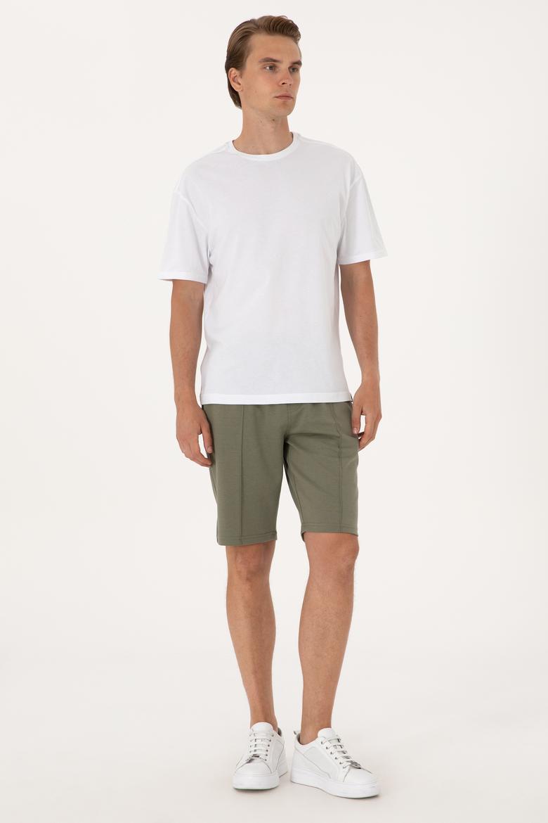 Erkek Koyu Haki Örme Şort - 50305925043