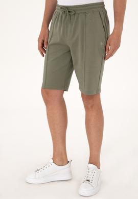 Erkek Koyu Haki Örme Şort - 50305925043