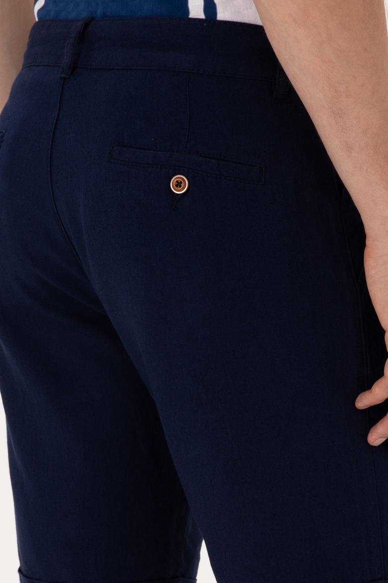 Erkek Lacivert Dokuma Şort - 50300446036