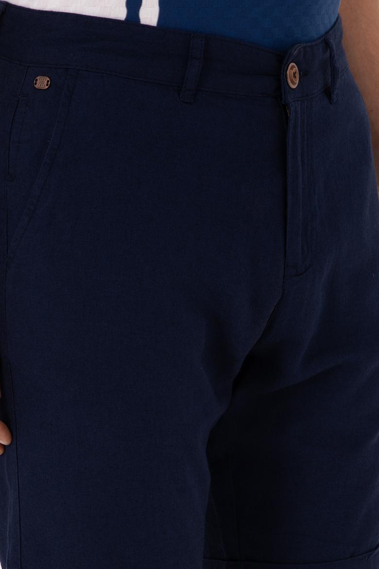 Erkek Lacivert Dokuma Şort - 50300446036