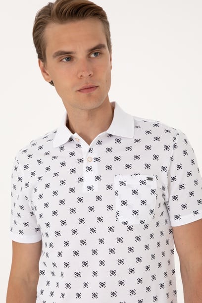 Erkek Regular Fit Beyaz Polo Yaka Tişört