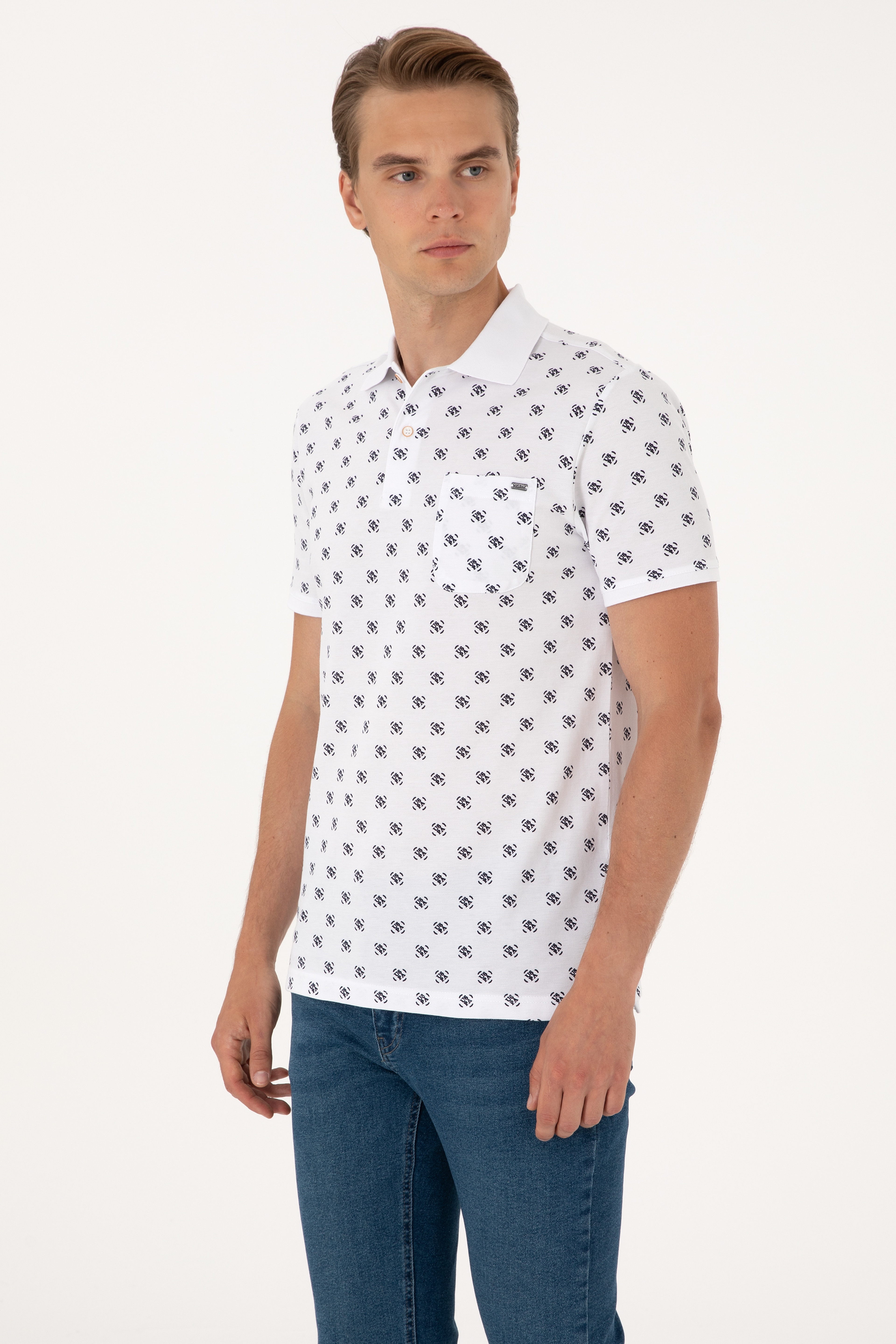 Erkek Regular Fit Beyaz Polo Yaka Tişört