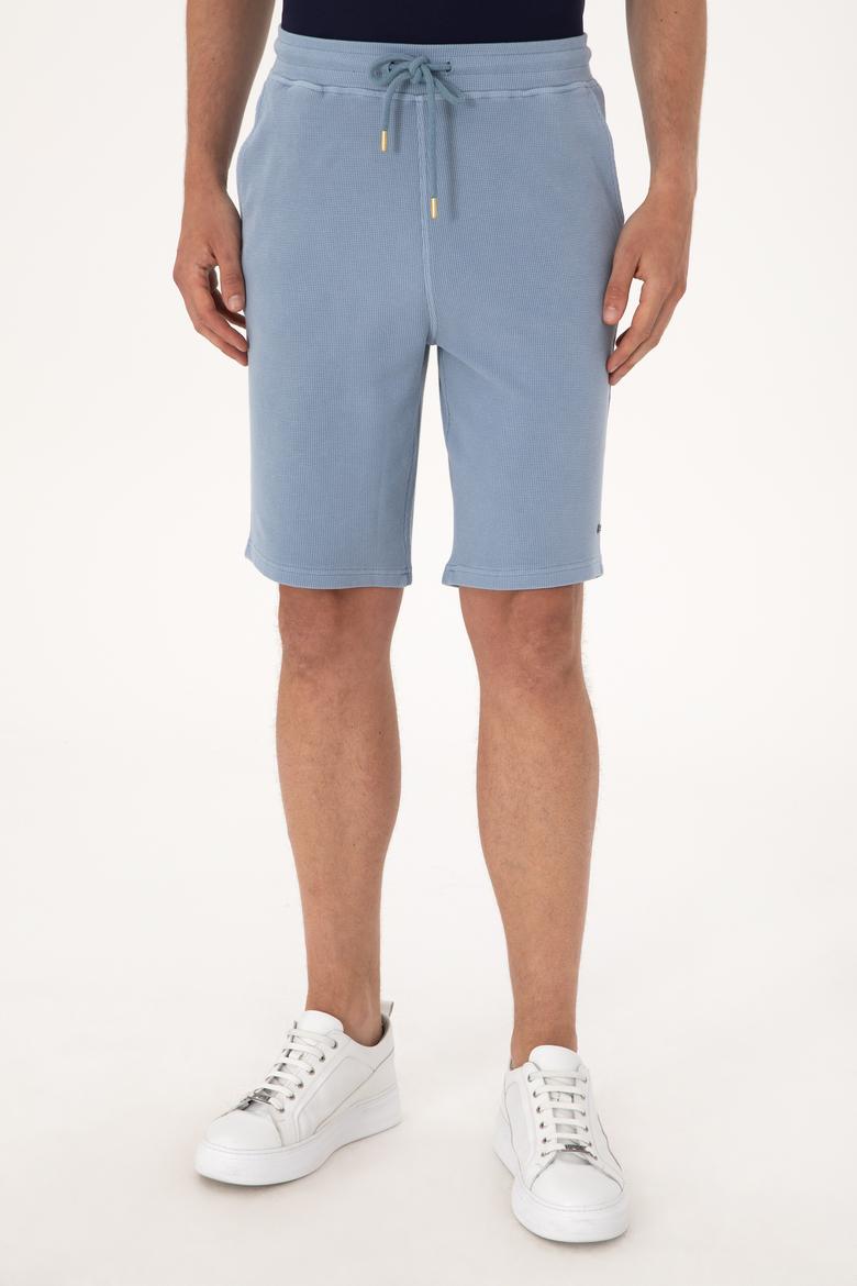 Erkek Mavi Örme Şort - 50298082031