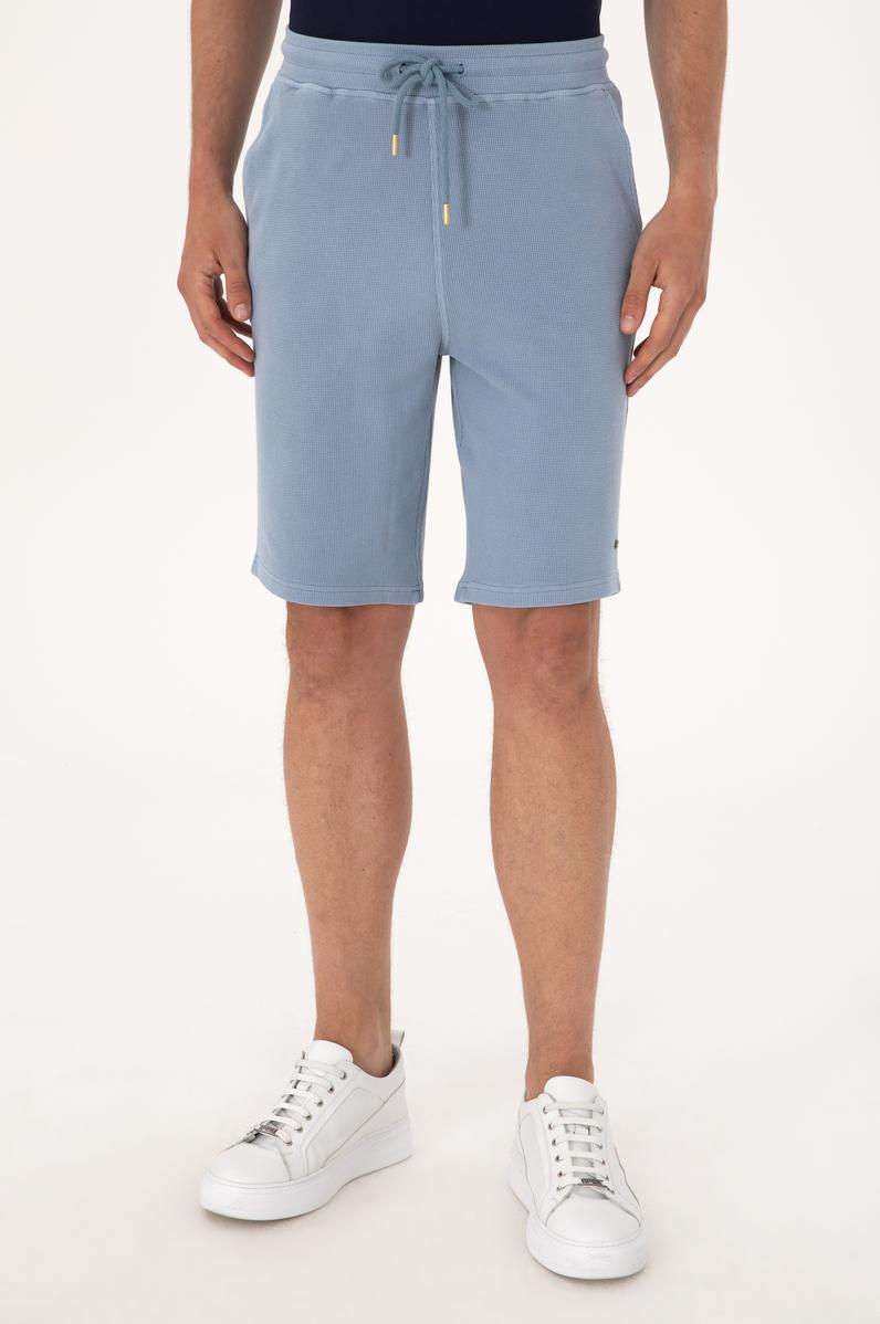 Erkek Mavi Örme Şort