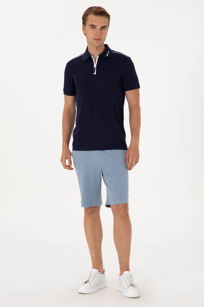 Erkek Mavi Örme Şort