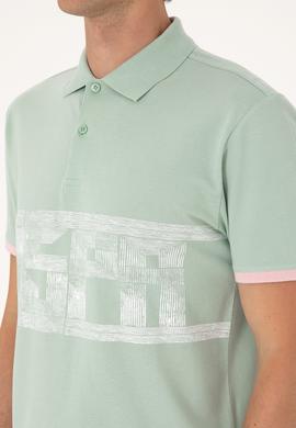 Erkek Regular Fit Su Yeşili Polo Yaka Tişört - 50306804029