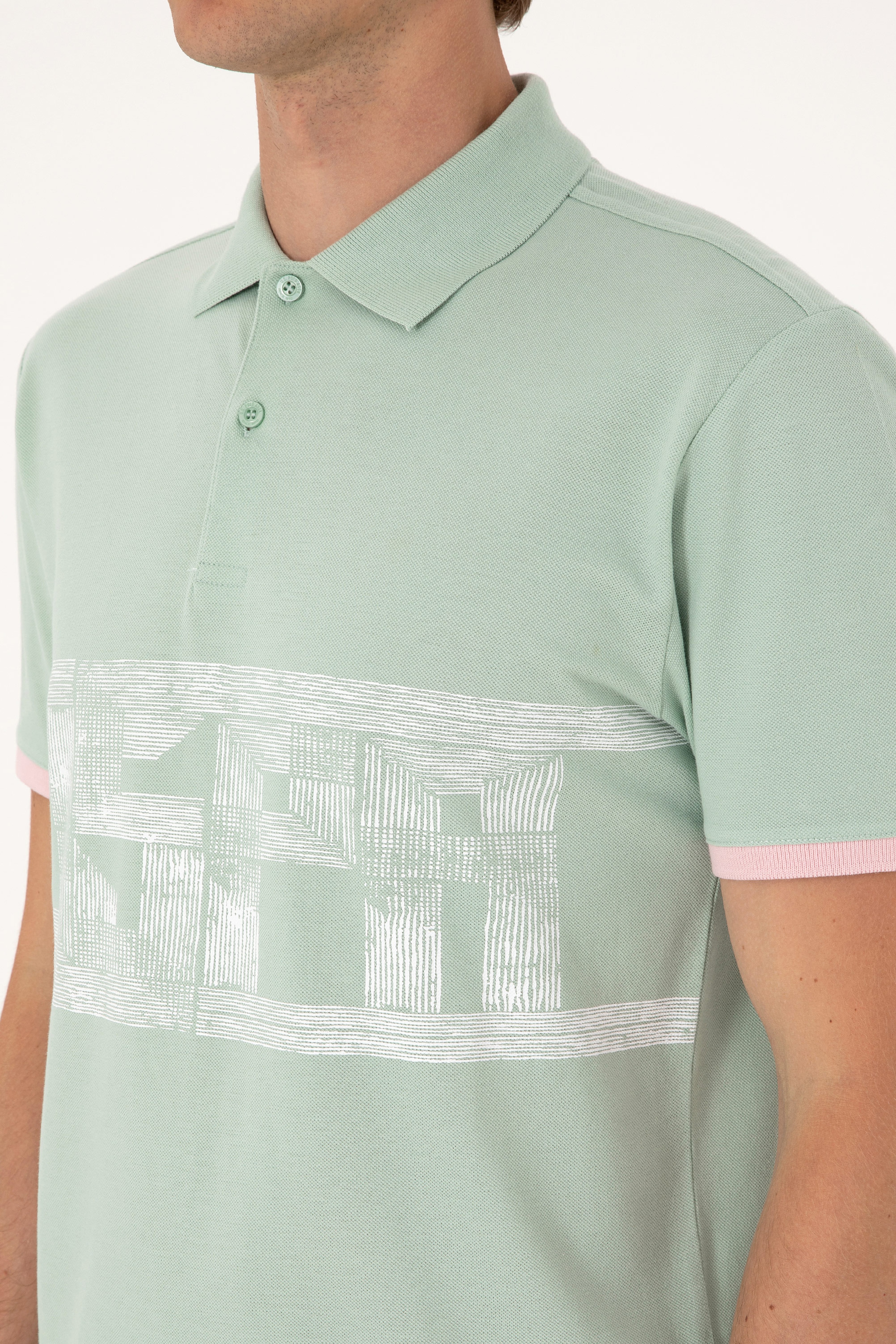Erkek Regular Fit Su Yeşili Polo Yaka Tişört