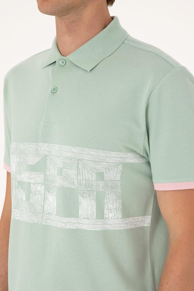 Erkek Regular Fit Su Yeşili Polo Yaka Tişört - 50306804029