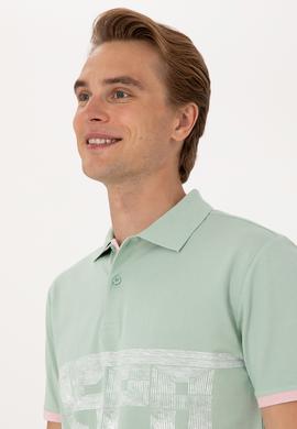 Erkek Regular Fit Su Yeşili Polo Yaka Tişört - 50306804029