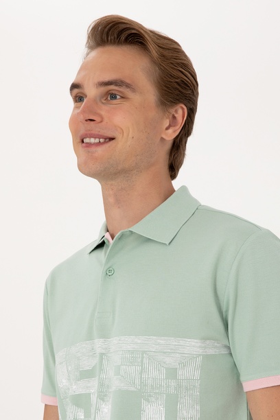 Erkek Regular Fit Su Yeşili Polo Yaka Tişört