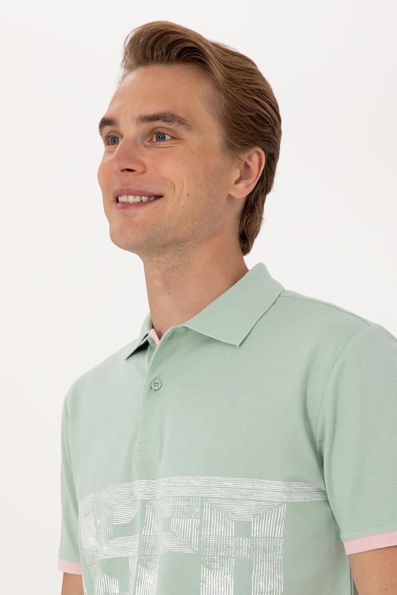 Erkek Regular Fit Su Yeşili Polo Yaka Tişört - 50306804029