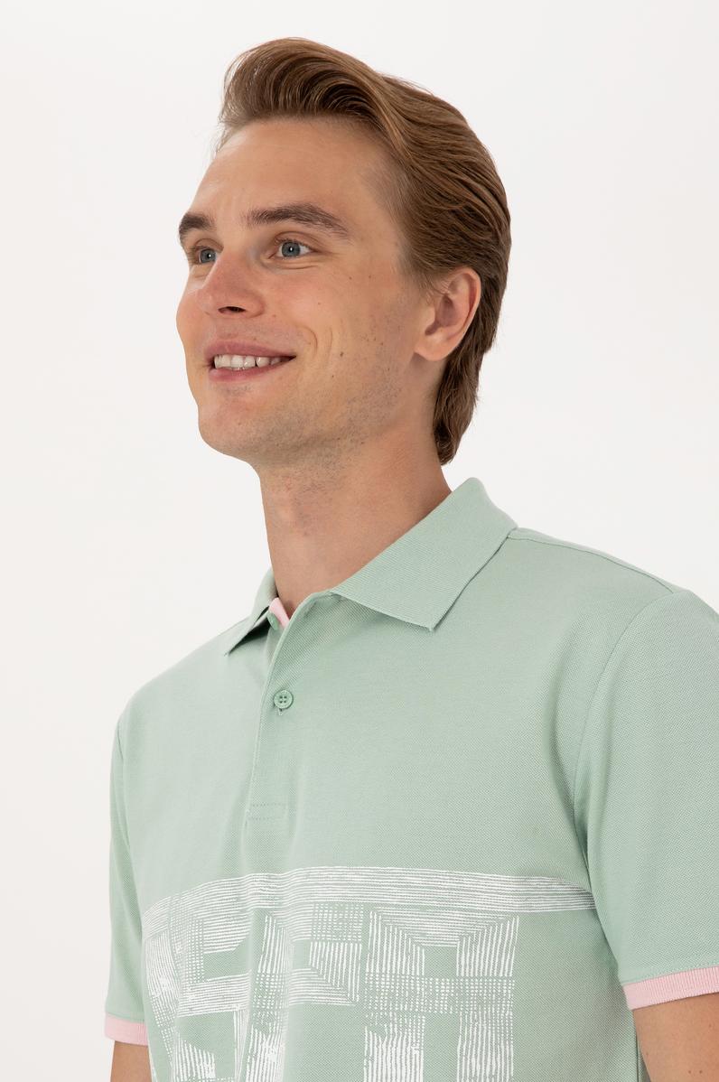 Erkek Regular Fit Su Yeşili Polo Yaka Tişört