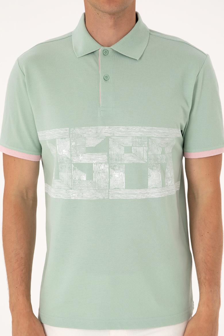 Erkek Regular Fit Su Yeşili Polo Yaka Tişört - 50306804029