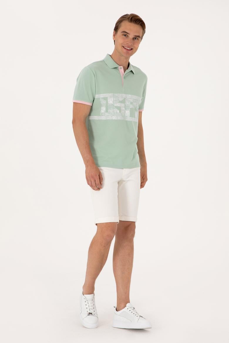 Erkek Regular Fit Su Yeşili Polo Yaka Tişört - 50306804029