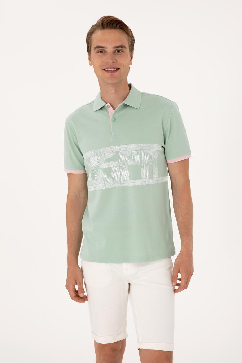 Erkek Regular Fit Su Yeşili Polo Yaka Tişört - 50306804029
