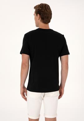 Erkek Regular Fit Siyah Bisiklet Yaka Tişört - 50306923010