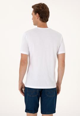 Erkek Regular Fit Beyaz Bisiklet Yaka Tişört - 50306923018