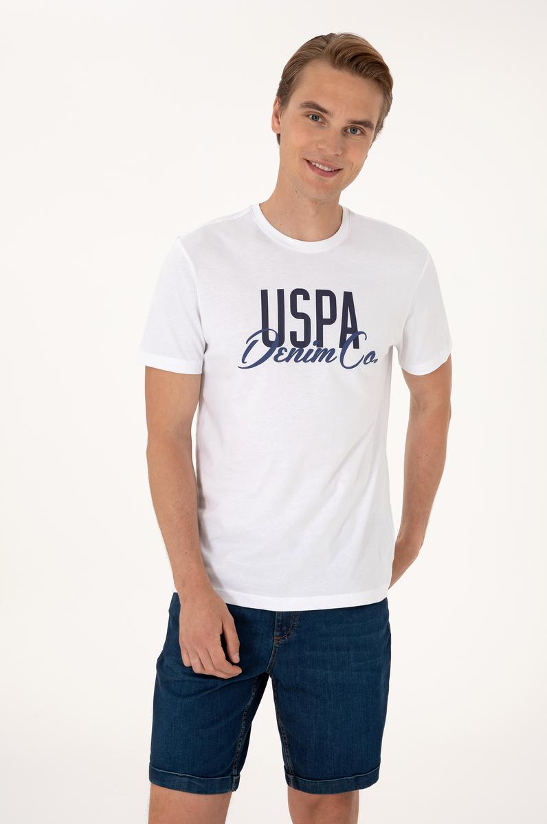 Erkek Regular Fit Beyaz Bisiklet Yaka Tişört