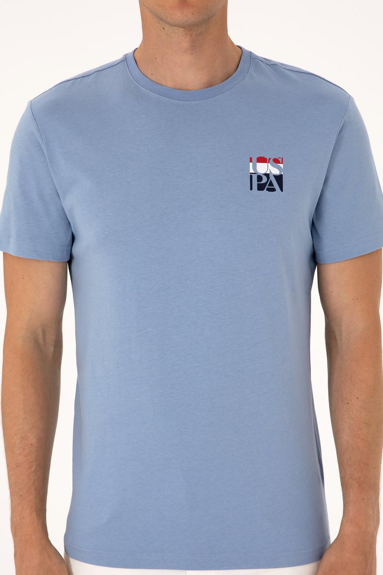 Erkek Regular Fit Mavi Bisiklet Yaka Tişört - 50306911019