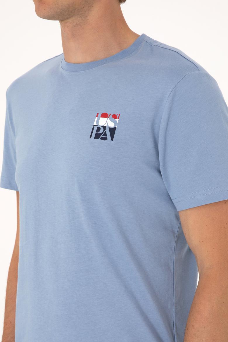 Erkek Regular Fit Mavi Bisiklet Yaka Tişört - 50306911019