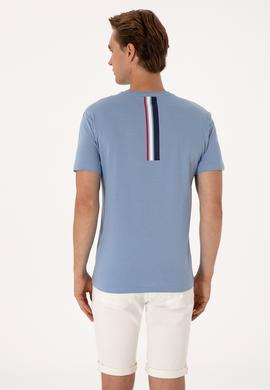 Erkek Regular Fit Mavi Bisiklet Yaka Tişört - 50306911019