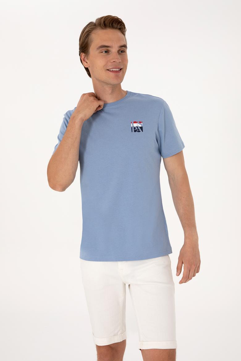 Erkek Regular Fit Mavi Bisiklet Yaka Tişört - 50306911019