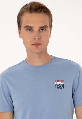 Erkek Regular Fit Mavi Bisiklet Yaka Tişört - 50306911019