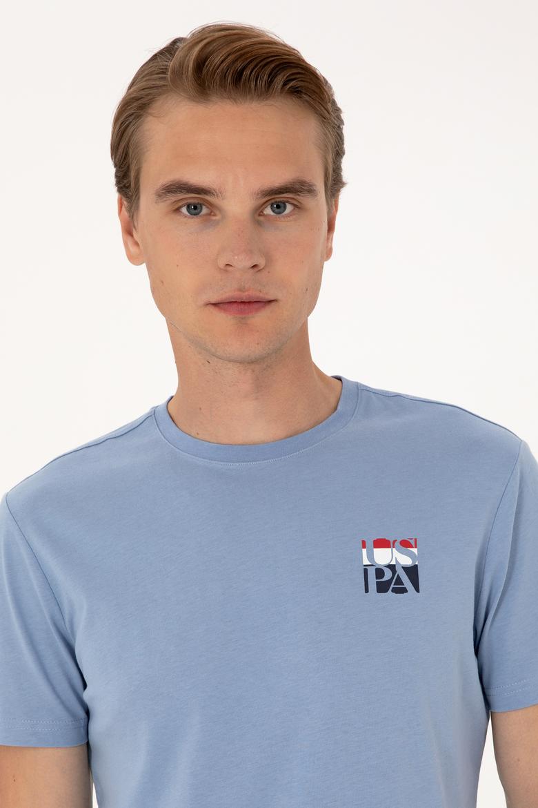 Erkek Regular Fit Mavi Bisiklet Yaka Tişört - 50306911019