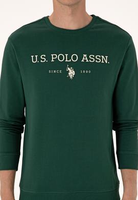 Erkek Regular Fit Bisiklet Yaka Koyu Yeşil İnce Basic Sweatshirt - 50313743058