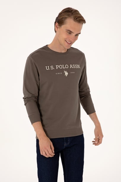 Erkek Regular Fit Bisiklet Yaka Vizon İnce Basic Sweatshirt