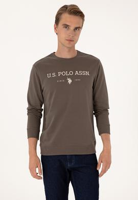 Erkek Regular Fit Bisiklet Yaka Vizon İnce Basic Sweatshirt - 50313743047