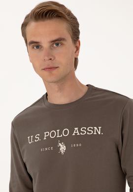 Erkek Regular Fit Bisiklet Yaka Vizon İnce Basic Sweatshirt - 50313743047